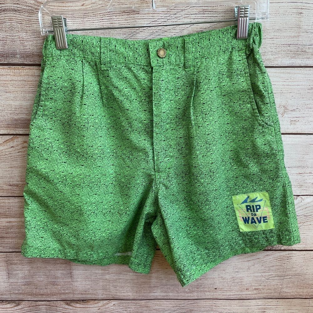 VINTAGE BODY RAGZ SURFER SHORTS IN GREEN‎